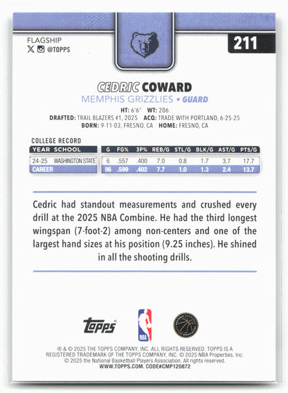 2025-26 Topps #211 Cedric Coward 25790