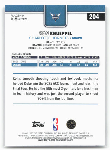 
2025-26 Topps #204 Kon Knueppel 25802