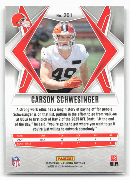 2025 Panini Phoenix #201 Carson Schwesinger 25819