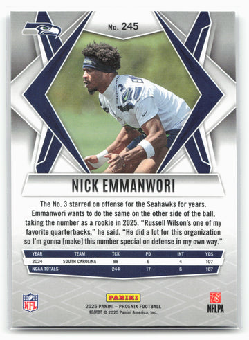 
2025 Panini Phoenix #245 Nick Emmanwori Silver Prizm 25862