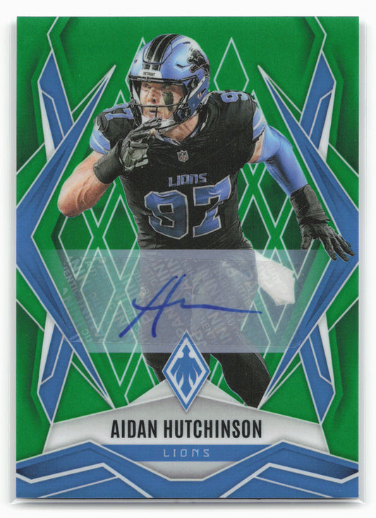 2025 Panini Phoenix #21 Aidan Hutchinson Base Autographs Green Prizm 25868