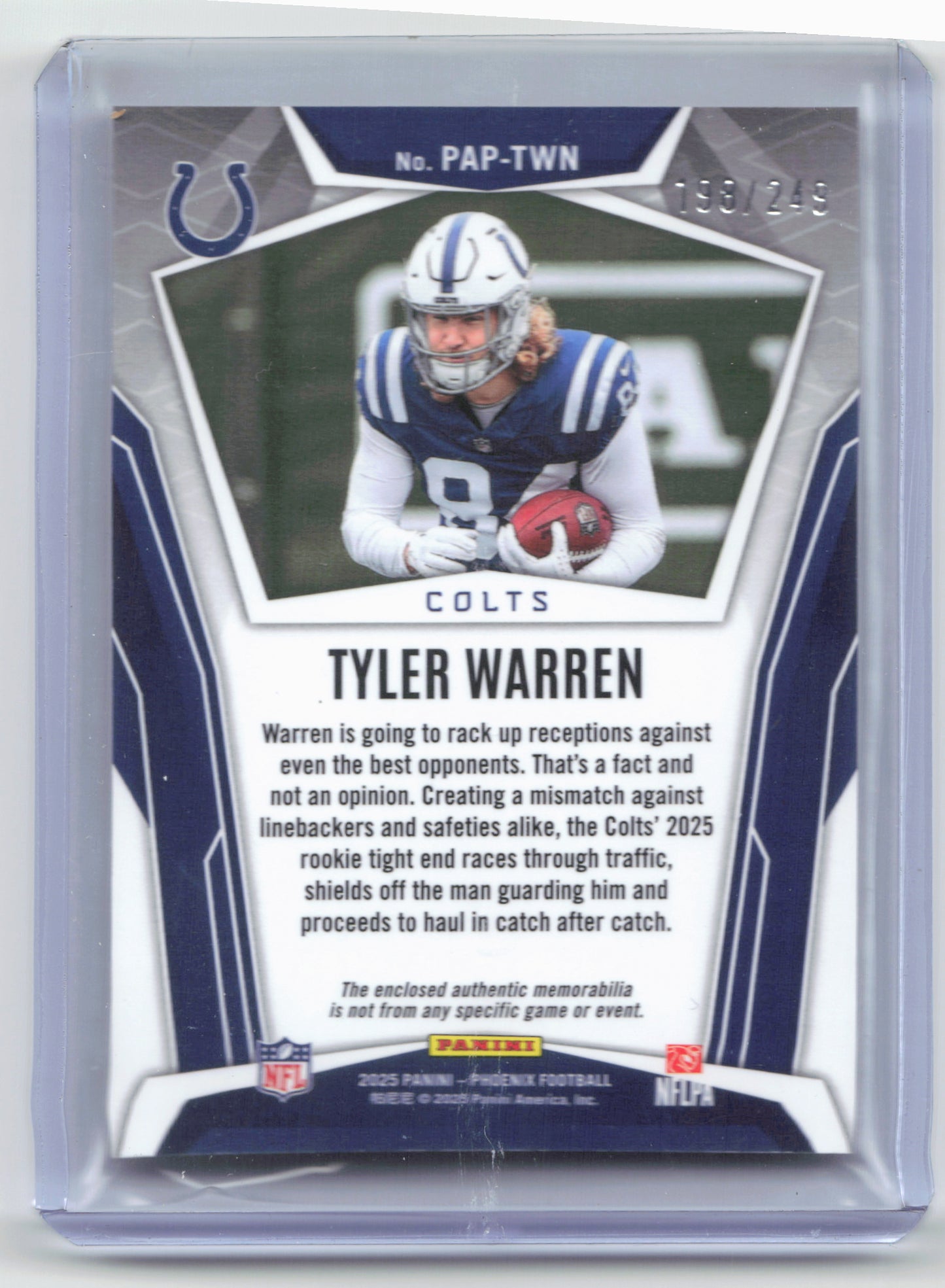 2025 Panini Phoenix #PAP-TWN Tyler Warren Pandora Patch Red Prizm #/249
