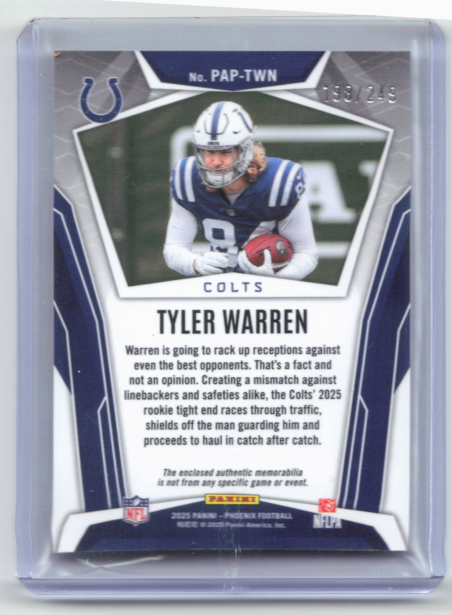 2025 Panini Phoenix #PAP-TWN Tyler Warren Pandora Patch Red Prizm #/249