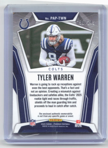 2025 Panini Phoenix #PAP-TWN Tyler Warren Pandora Patch Red Prizm #/249