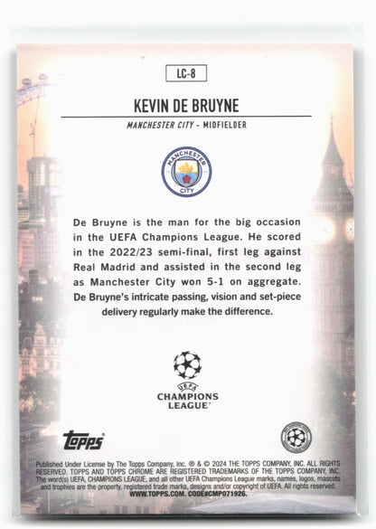 2023-24 Topps Chrome UEFA Club Competitions #LC-8 Kevin De Bruyne