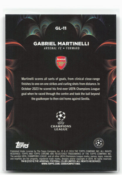 2023-24 Topps Chrome UEFA Club Competitions #GL-11 Gabriel Martinelli Golazo