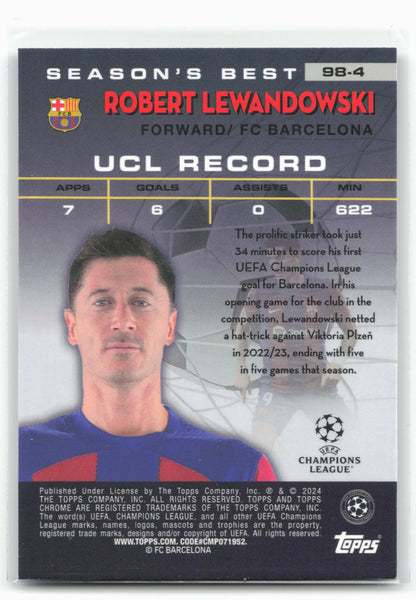 2023-24 Topps Chrome UEFA Club Competitions #98-4 Robert Lewandowski 1998 Stars