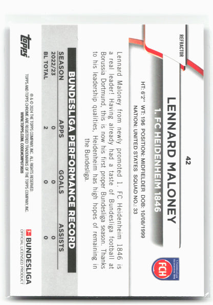 2023-24 Topps Chrome Bundesliga #42 Lennard Maloney Refractor