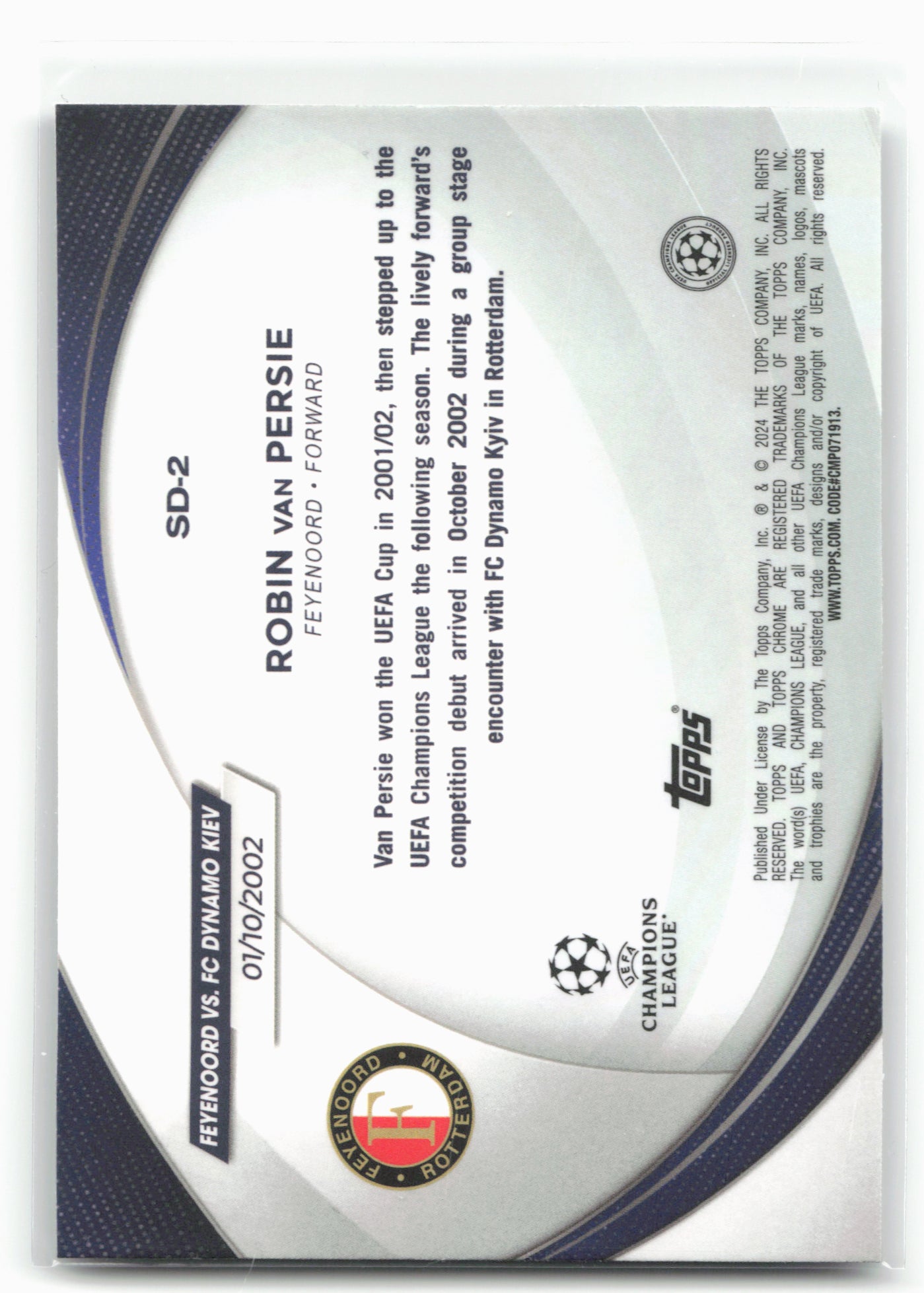 2023-24 Topps Chrome UEFA Club Competitions #SD-2 Robin van Persie