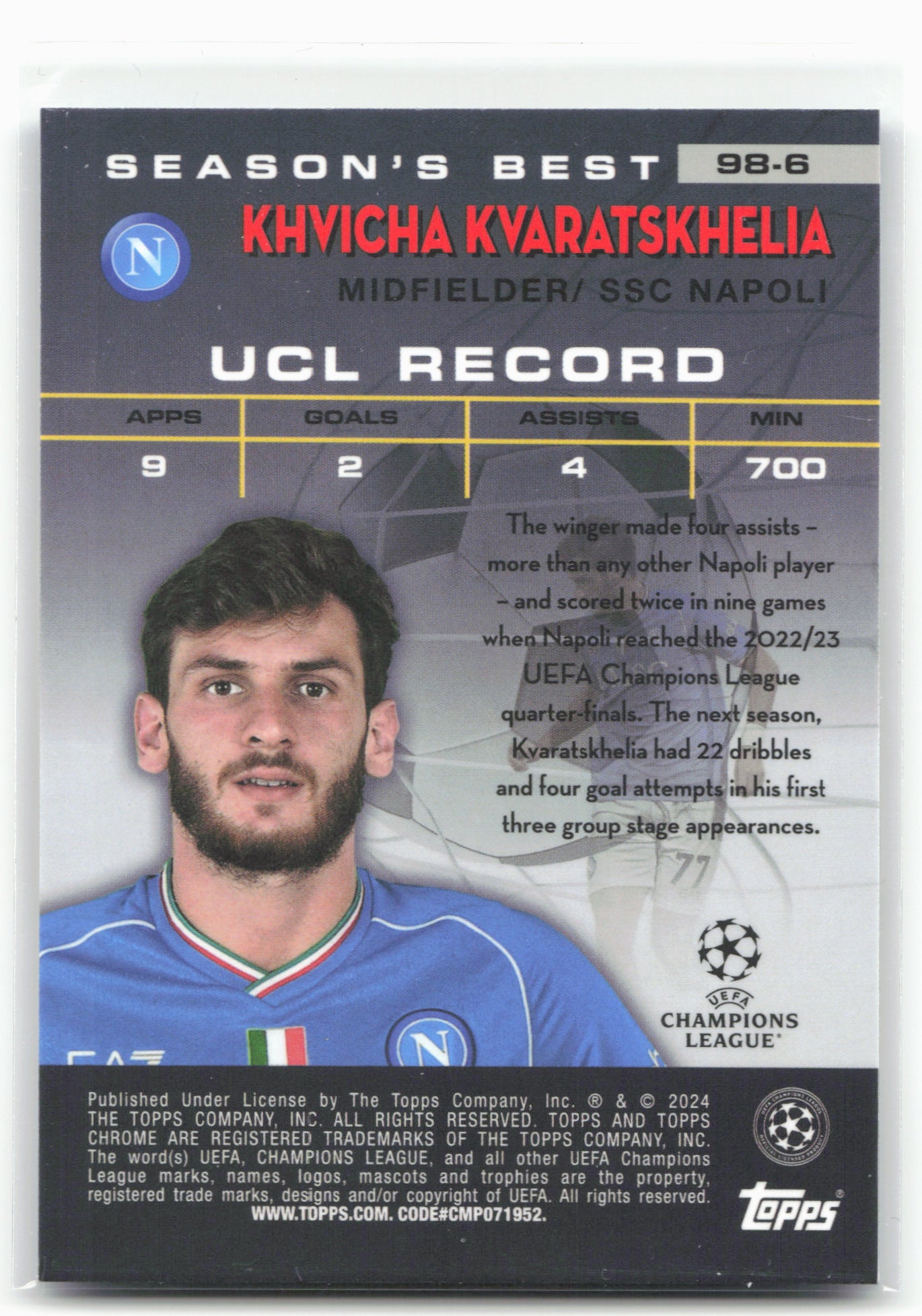 2023-24 Topps Chrome Club Competitions #98-6 Khvicha Kvaratskhelia 1998 Stars