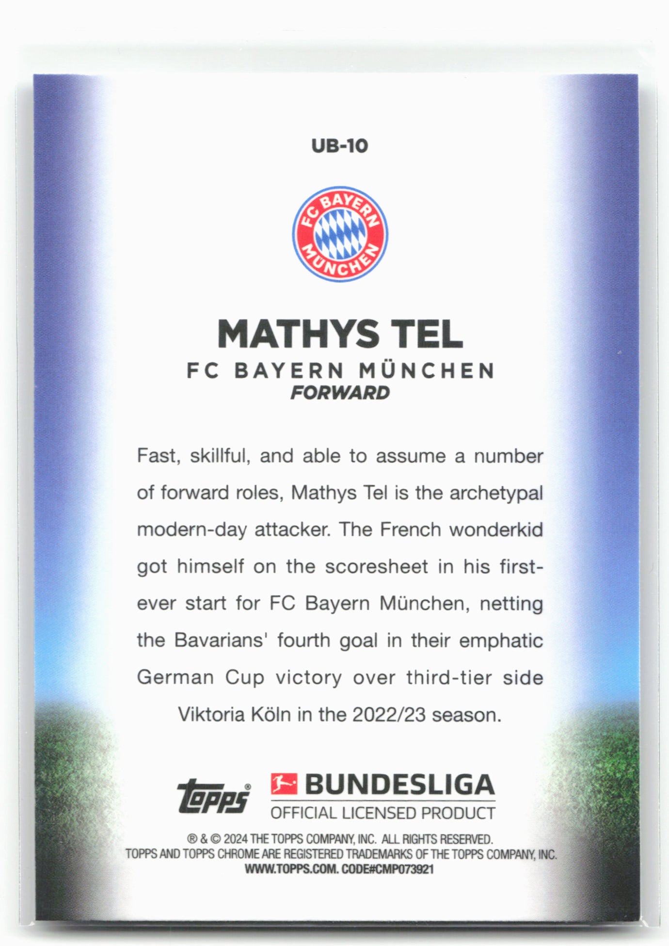 2023-24 Topps Chrome Bundesliga #UB-10 Mathys Tel Ultrabeam