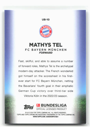 
2023-24 Topps Chrome Bundesliga #UB-10 Mathys Tel Ultrabeam