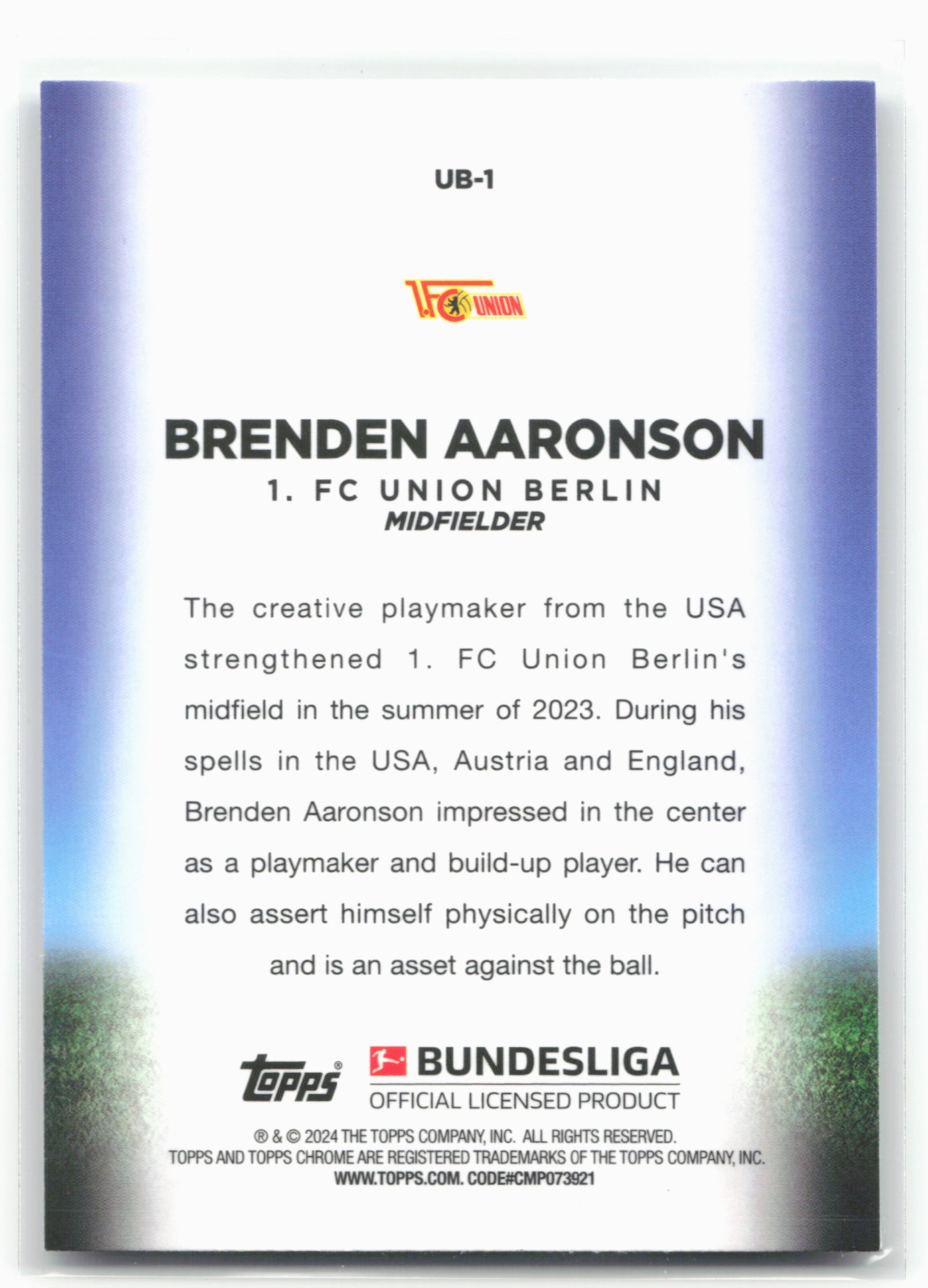 2023-24 Topps Chrome Bundesliga #UB-1 Brenden Aaronson Ultrabeam