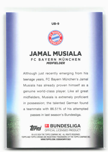 
2023-24 Topps Chrome Bundesliga #UB-9 Jamal Musiala Ultrabeam
