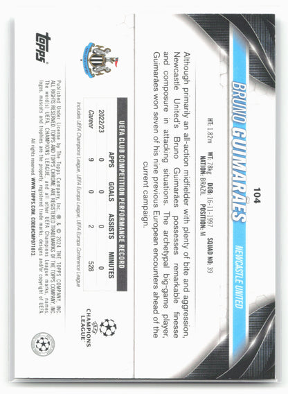 2023-24 Topps Chrome UEFA Club Competitions #104 Bruno Guimarães Prism