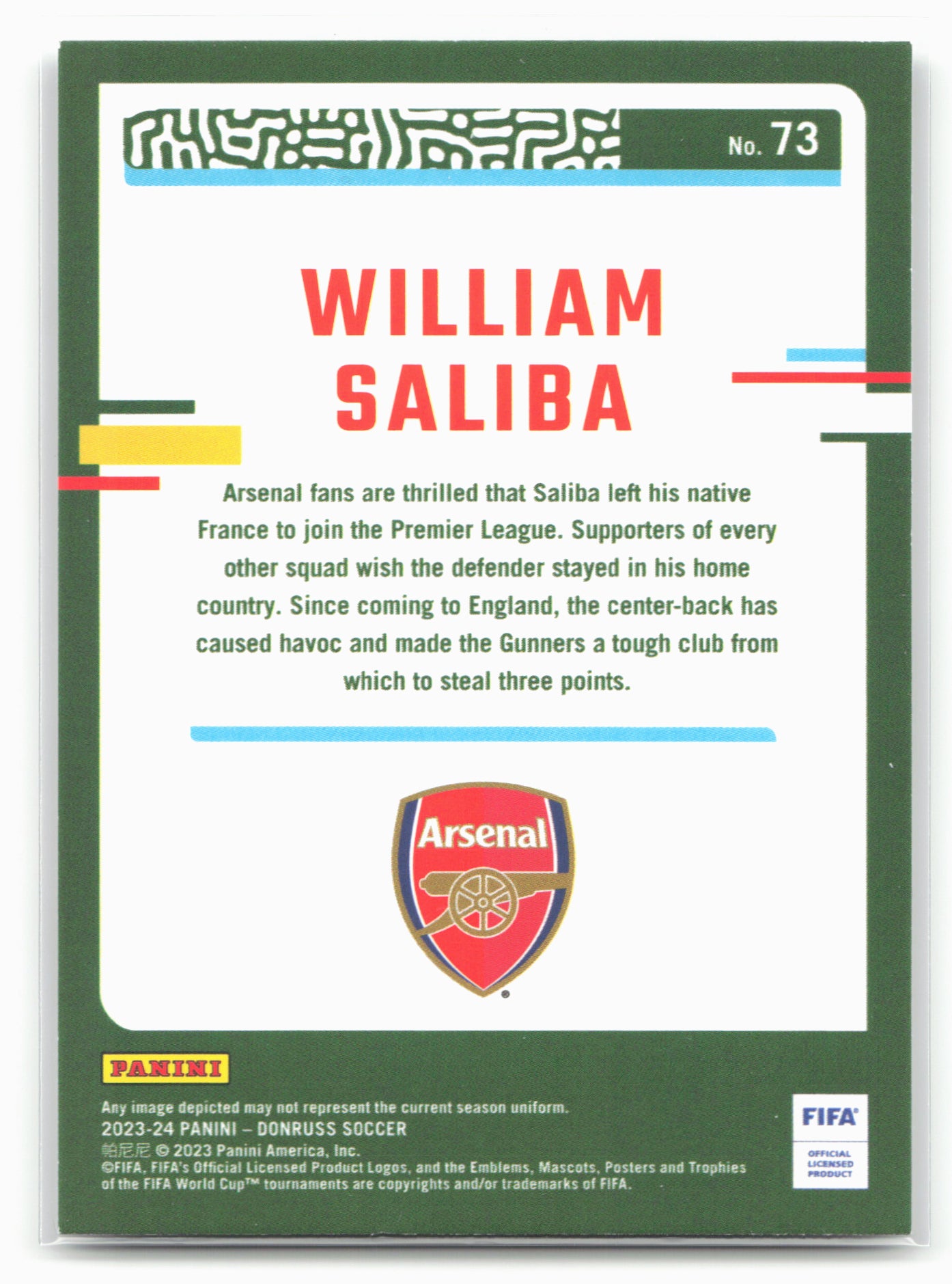 2023-24 Donruss #73 William Saliba Silver