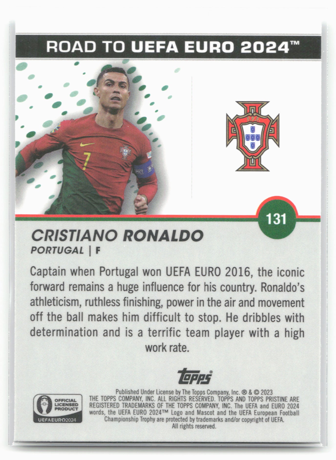 2023 Topps Pristine Road To Euro 2024 #131 Cristiano Ronaldo