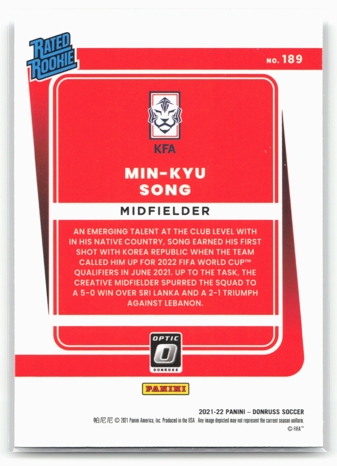 2021-22 Donruss #189 Min-kyu Song Optic