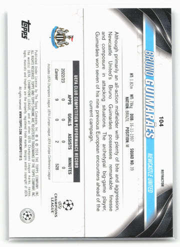 
2023-24 Topps Chrome UEFA Club Competitions #104 Bruno Guimarães Refractor