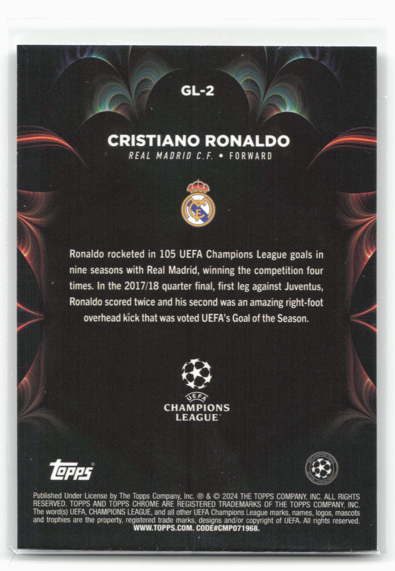 2023-24 Topps Chrome UEFA Club Competitions #GL-2 Cristiano Ronaldo Golazo