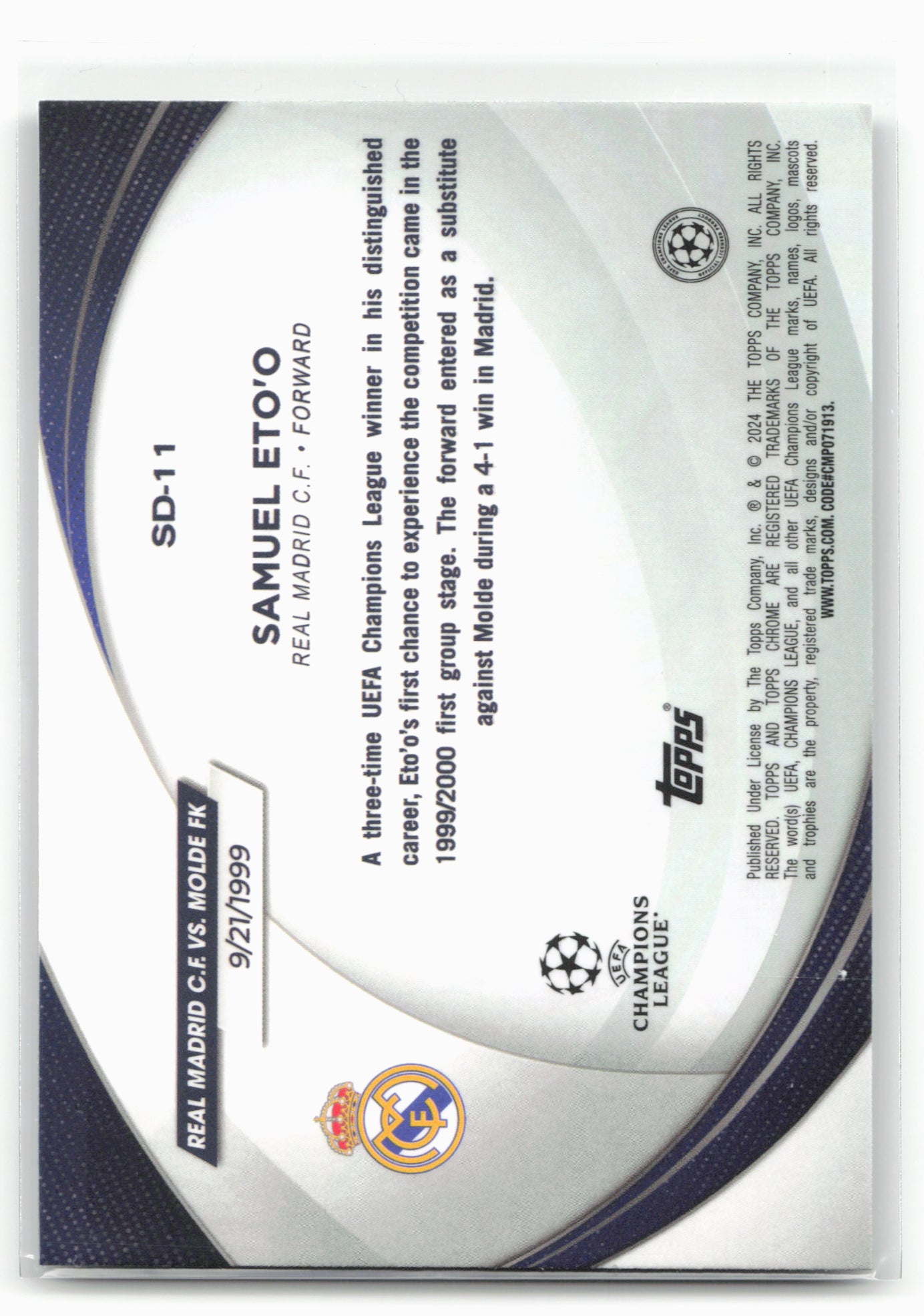 2023-24 Topps Chrome UEFA Club Competitions #SD-11 Samuel Eto'o Starball Debuts