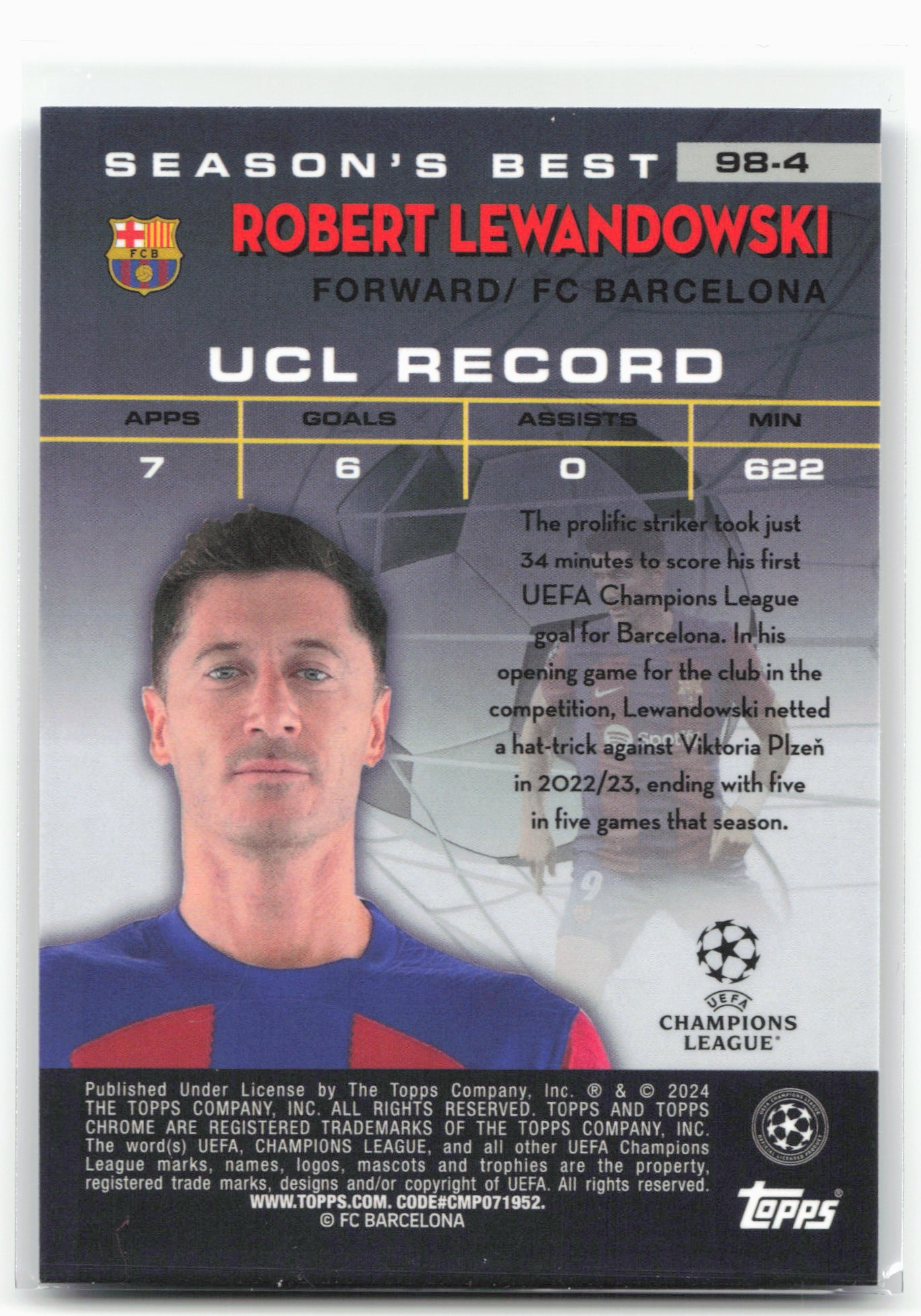 2023-24 Topps Chrome Club Competitions #98-4 Rob Lewandowski 1998 Stars 25949