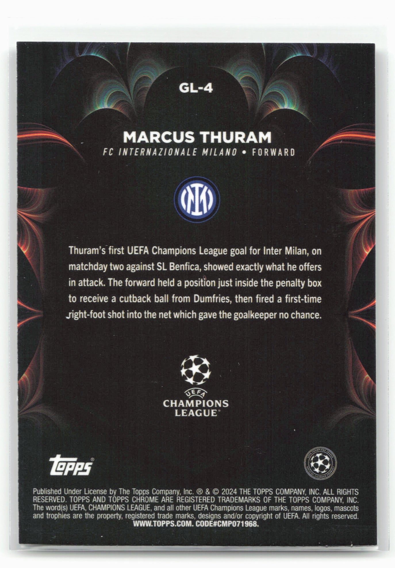2023-24 Topps Chrome UEFA Club Competitions #GL-4 Marcus Thuram Golazo