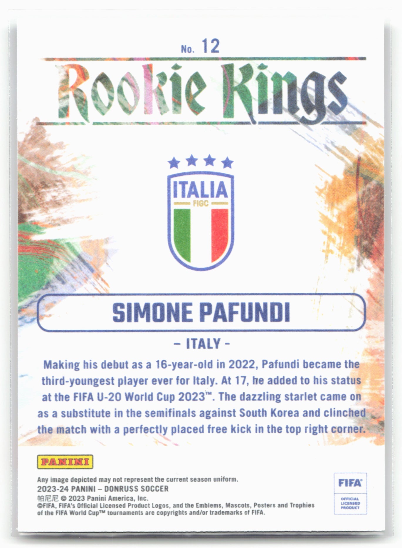 2023-24 Donruss #12 Simone Pafundi Rookie Kings