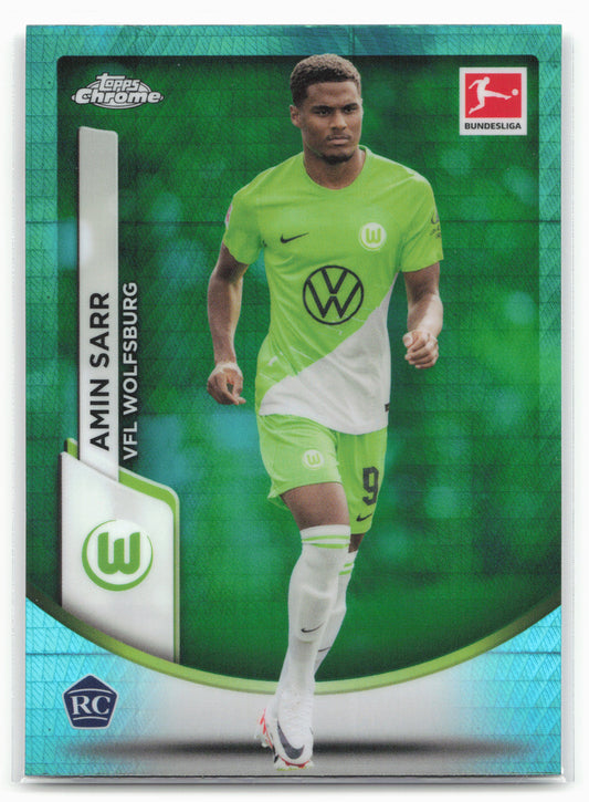 2023-24 Topps Chrome Bundesliga #98 Amin Sarr Aqua Prism Refractor