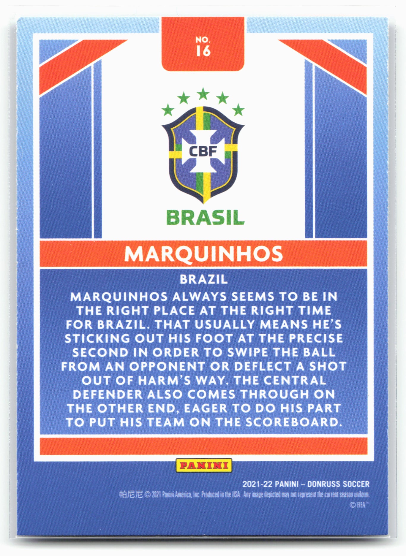 2021-22 Donruss #16 Marquinhos Craftsmen Press Proof