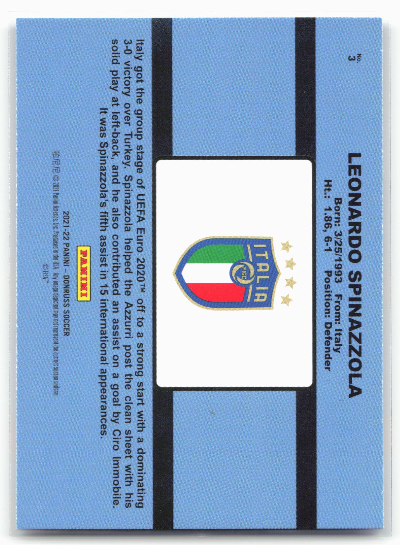 2021-22 Donruss #3 Leonardo Spinazzola 1991 Donruss Tribute Press Proof