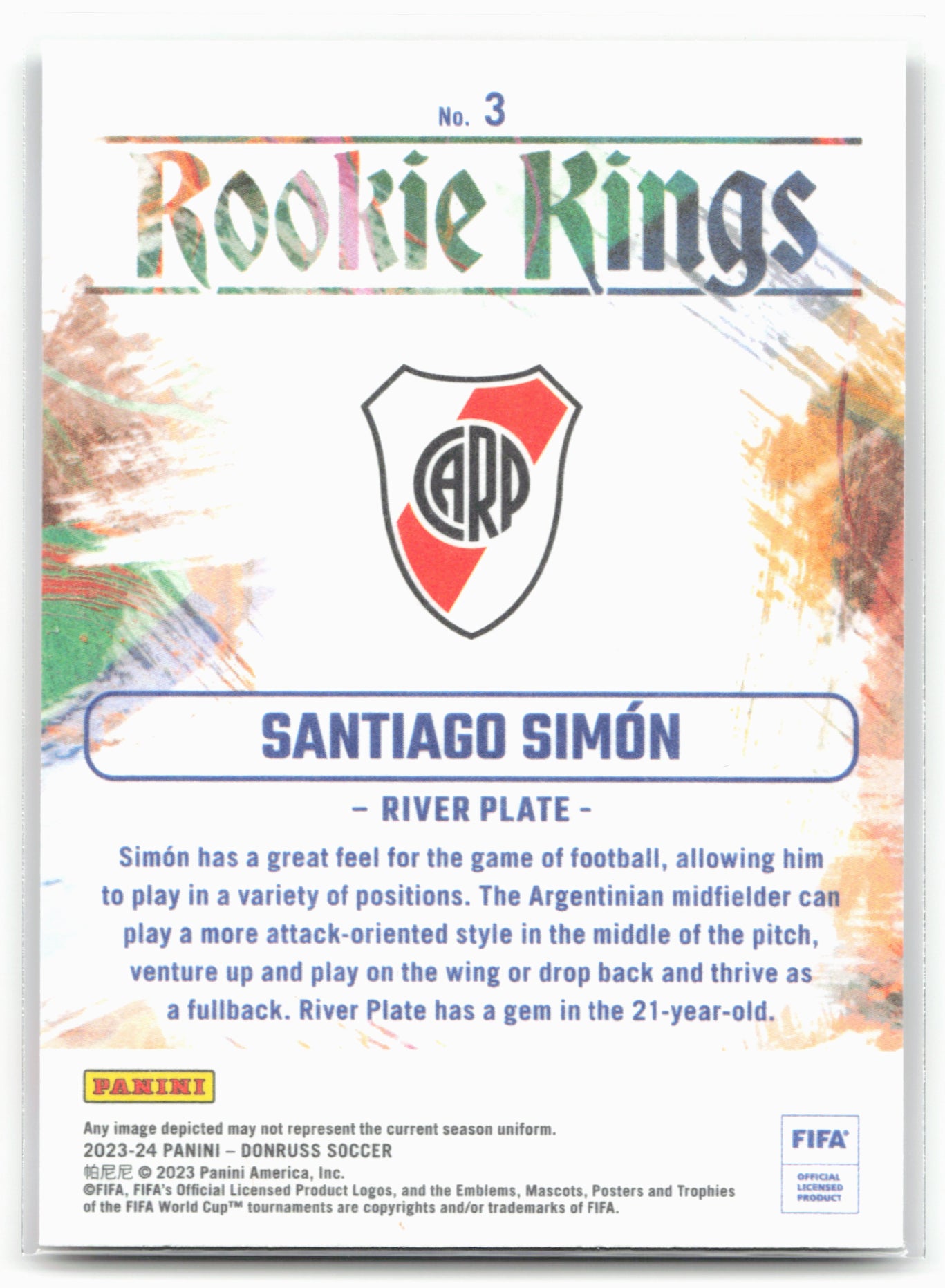 2023-24 Donruss #3 Santiago Simon Rookie Kings