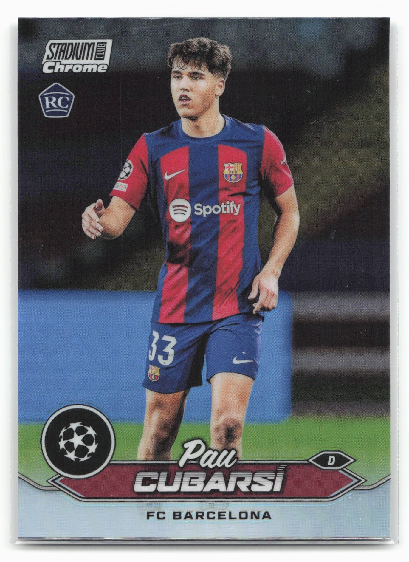 2023-24 Stadium Club Chrome UEFA Champions League #67 Pau Cubarsí Refractor
