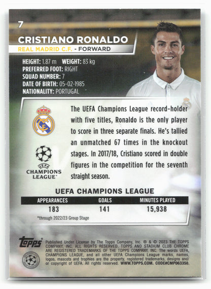 2022-23 Stadium Club Chrome UEFA Club Competitions #7 Cristiano Ronaldo 26045