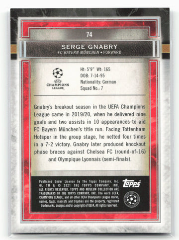 
2020-21 Topps Museum Collection UEFA Champions League #74 Serge Gnabry