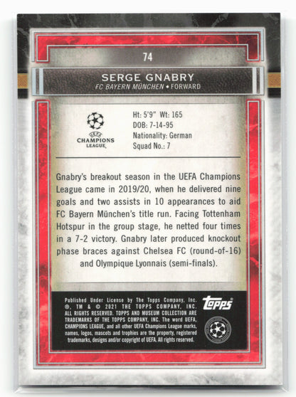2020-21 Topps Museum Collection UEFA Champions League #74 Serge Gnabry