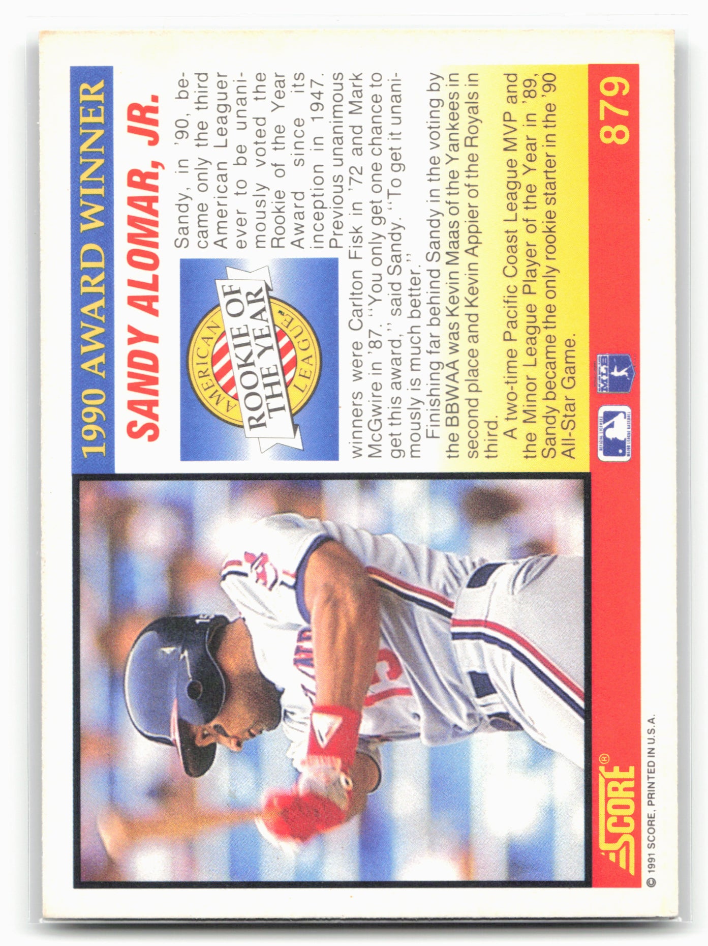 1991 Score #879 Sandy Alomar, Jr.