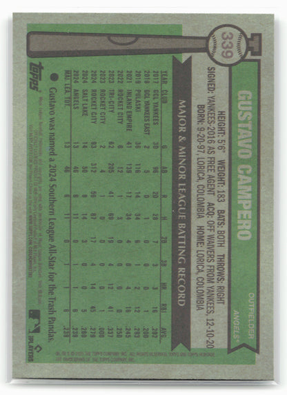 2025 Topps Heritage #339 Gustavo Campero Chrome Silver Sparkle Refractor