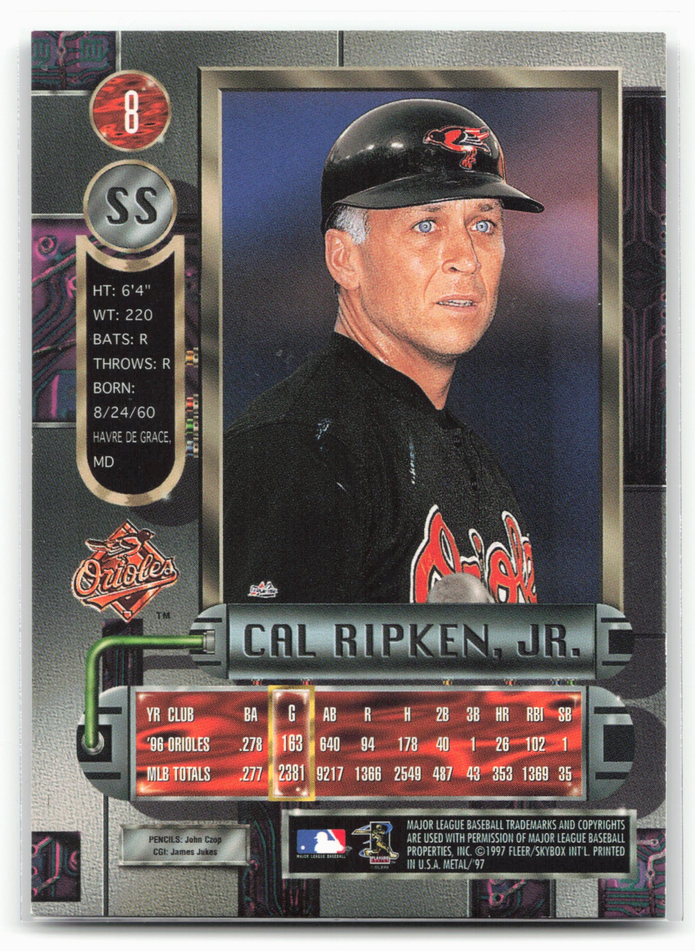 1997 Metal Universe #8 Cal Ripken Jr.