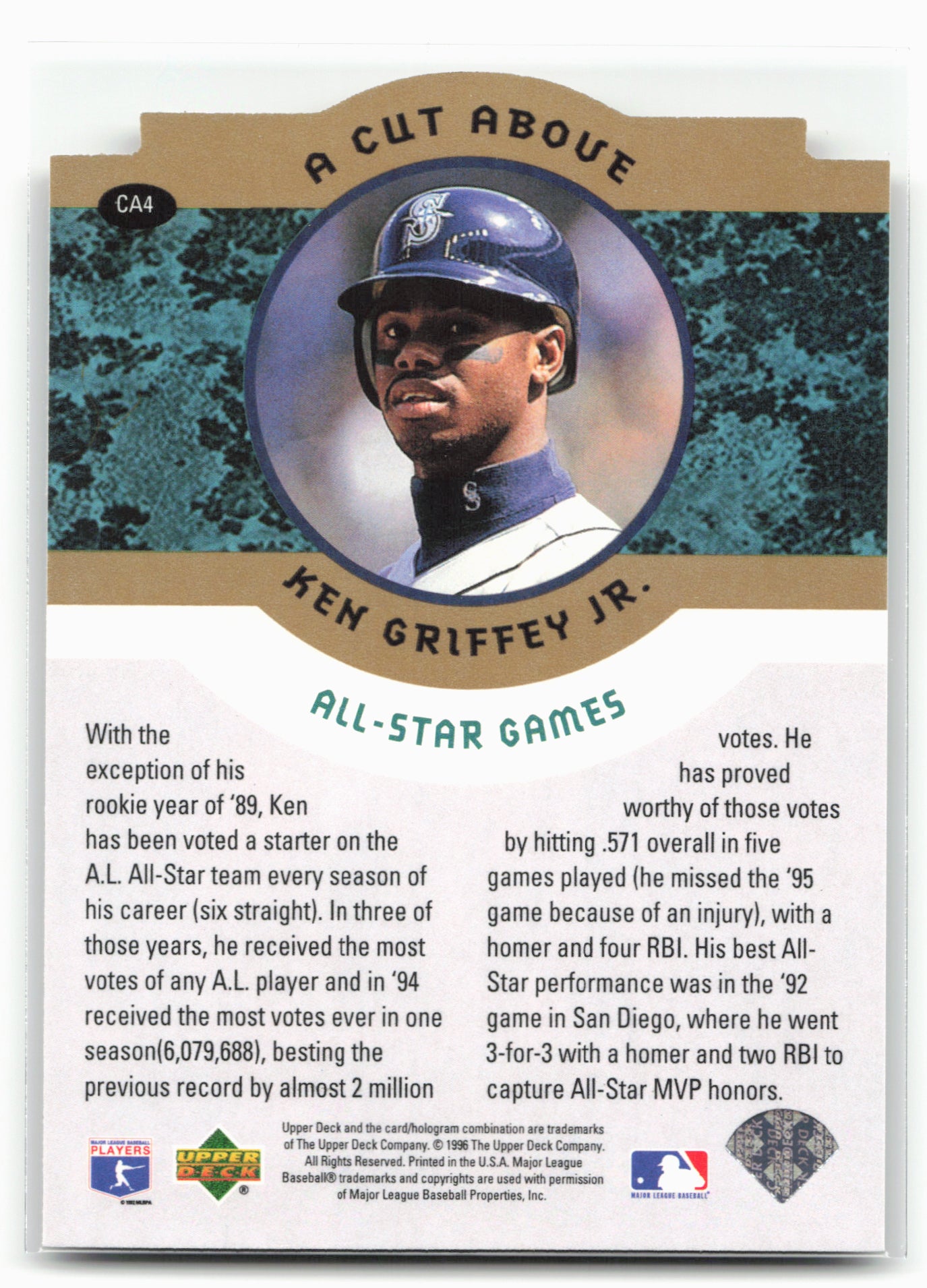 1996 Collector's Choice #CA4 Ken Griffey Jr. Ken Griffey Jr.: A Cut Above
