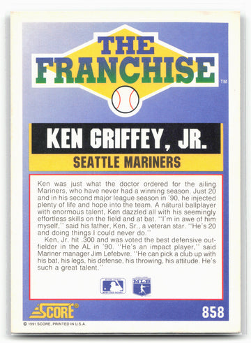1991 Score #858 Ken Griffey, Jr.