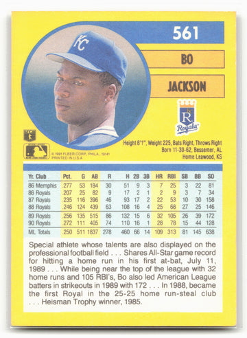 1991 Fleer #561b Bo Jackson