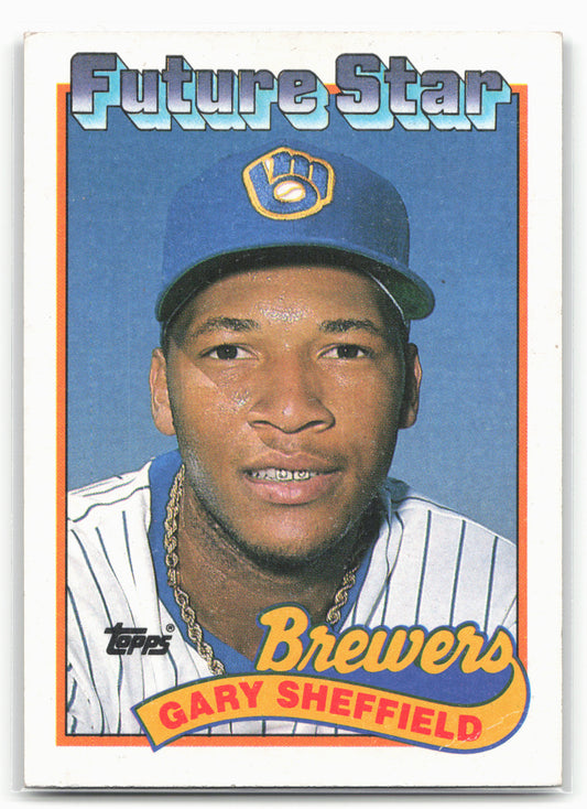 1989 Topps #343b Gary Sheffield : Larger gap between hat and Future Stars header