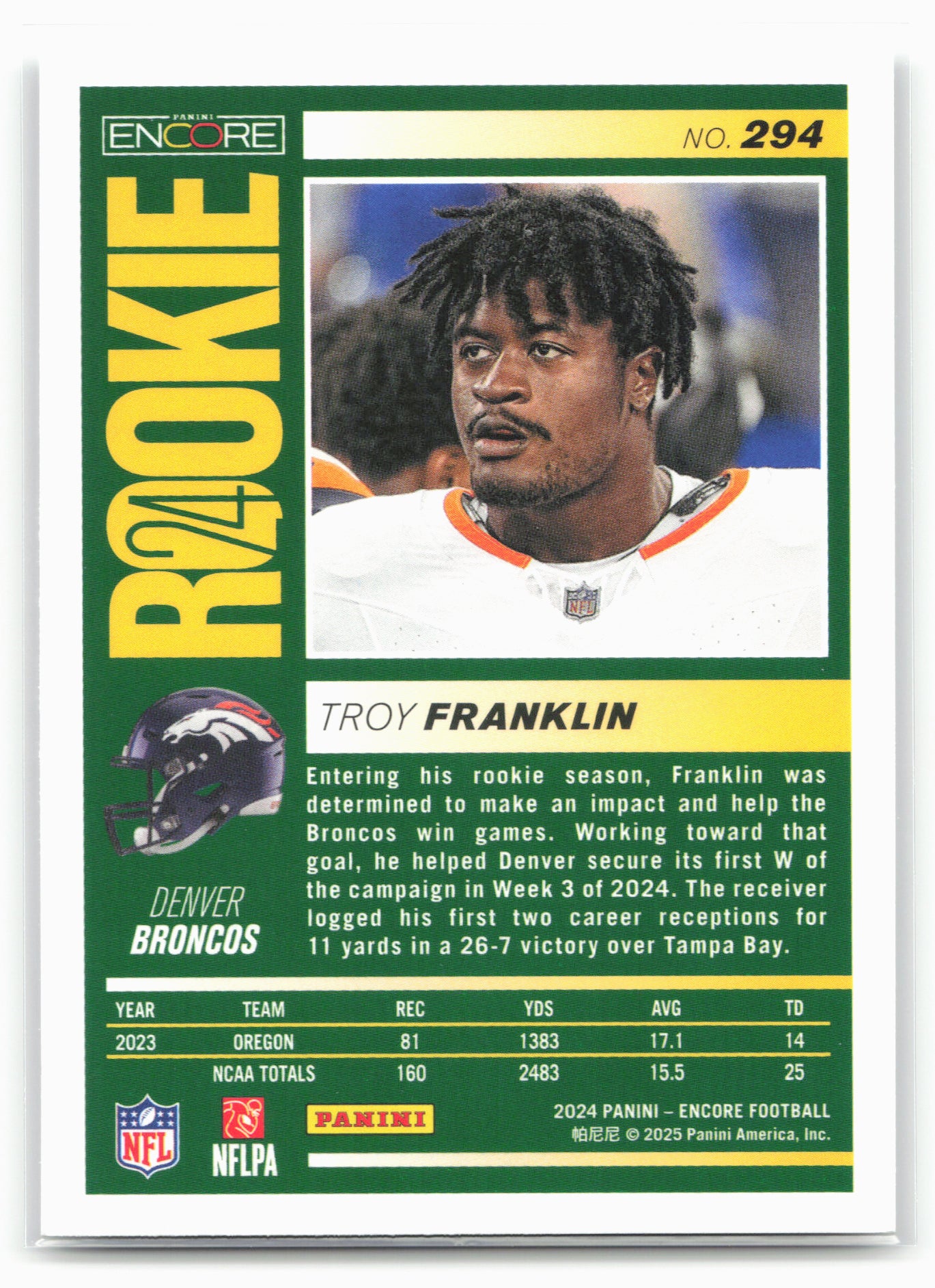 2024 Panini Encore #294 Troy Franklin