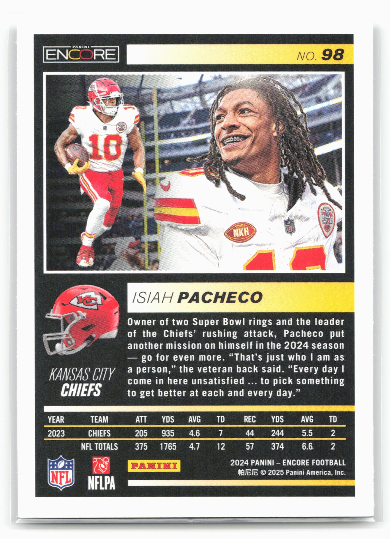 2024 Panini Encore #98 Isiah Pacheco