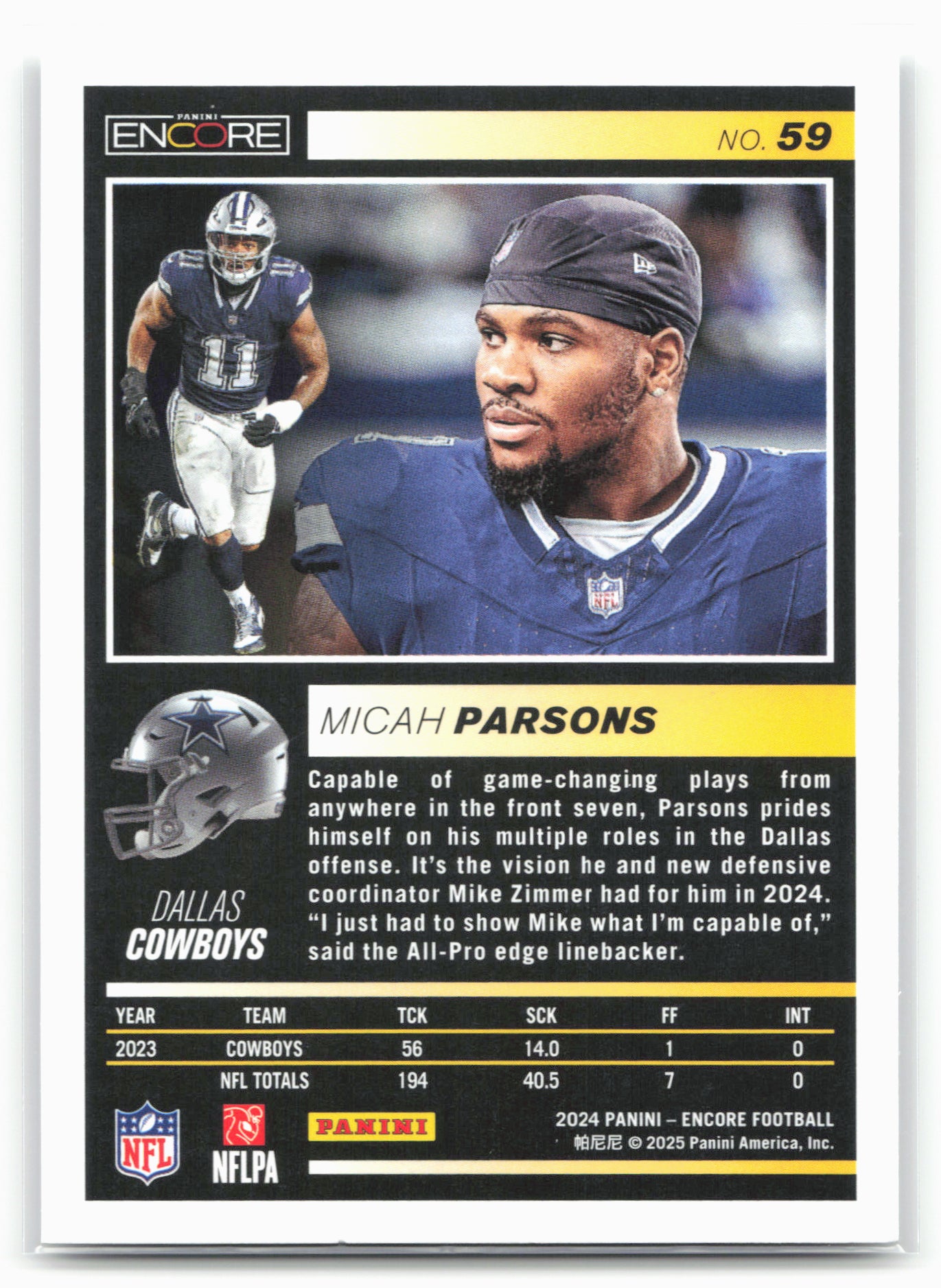 2024 Panini Encore #59 Micah Parsons