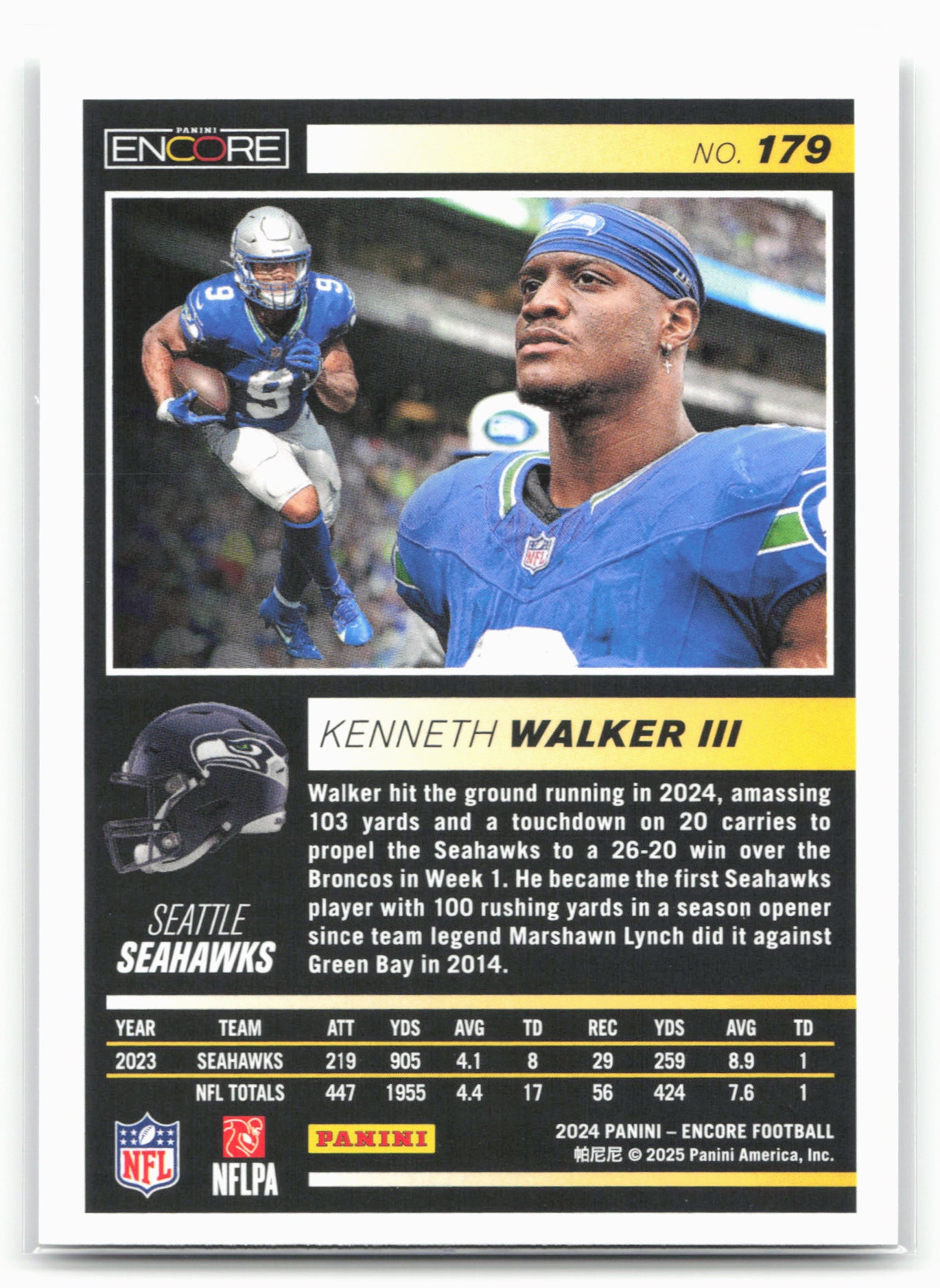 2024 Panini Encore #179 Kenneth Walker III