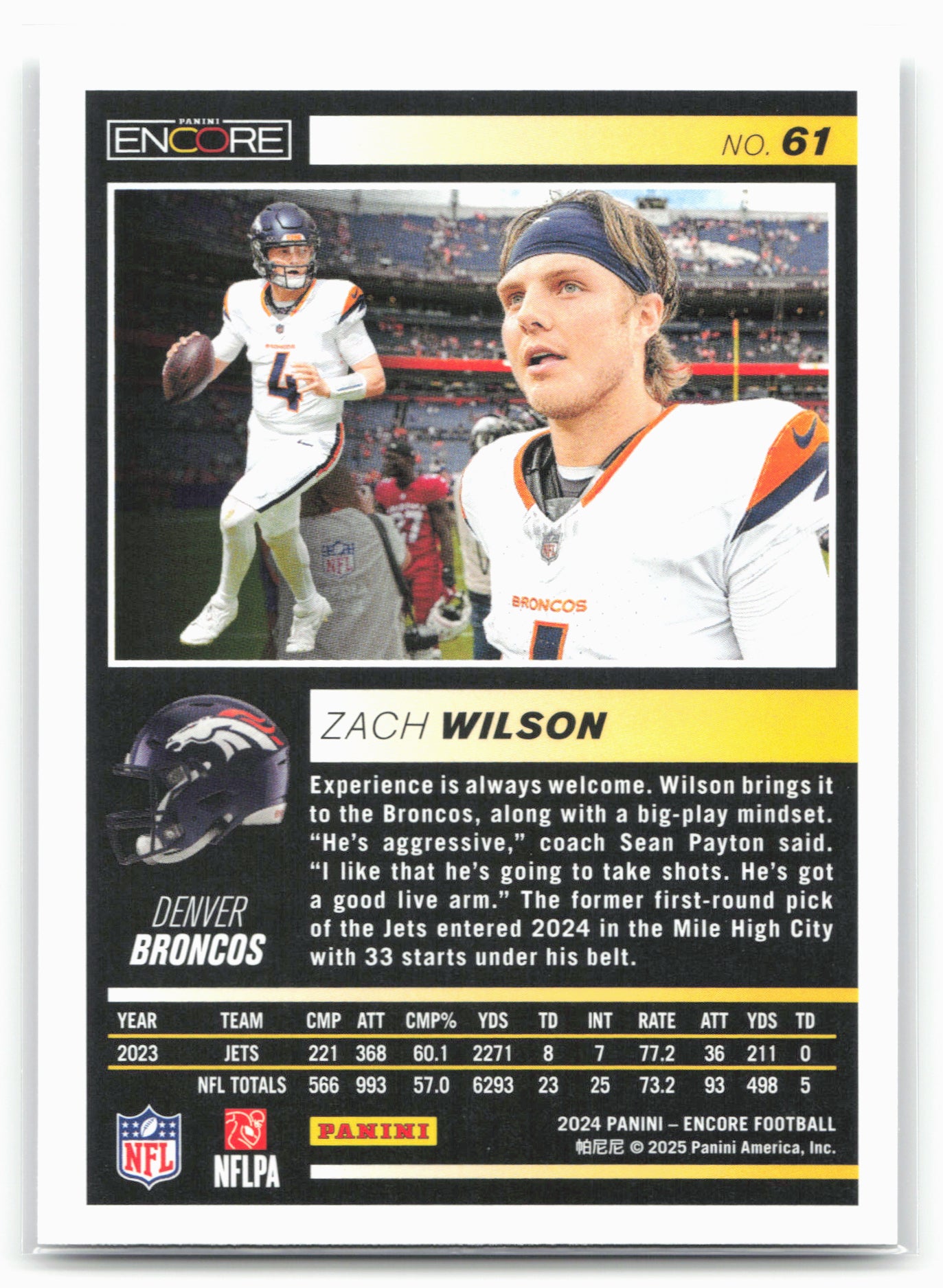 2024 Panini Encore #61 Zach Wilson