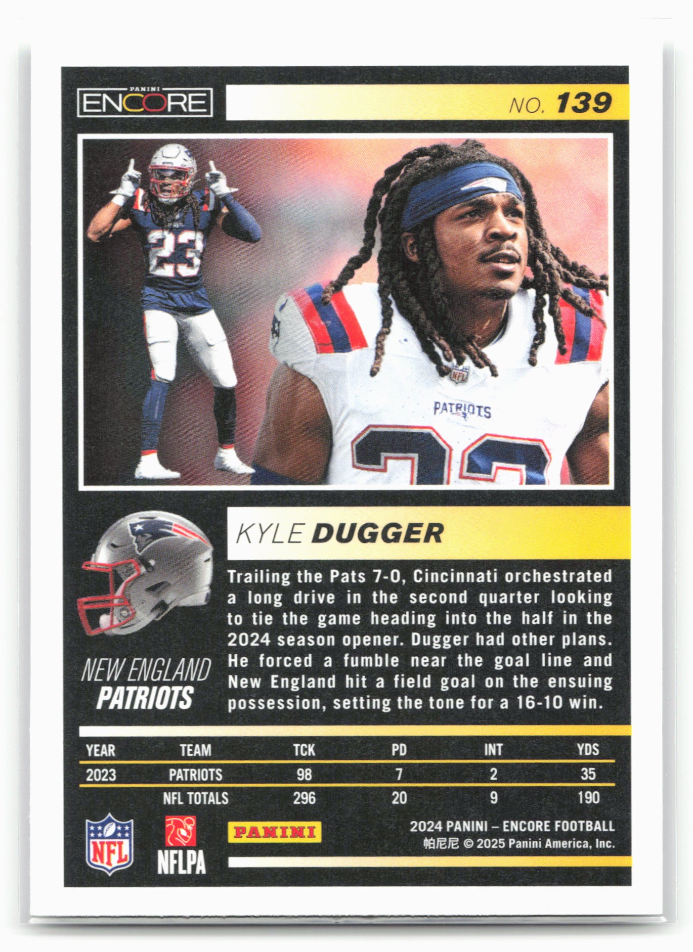 2024 Panini Encore #139 Kyle Dugger