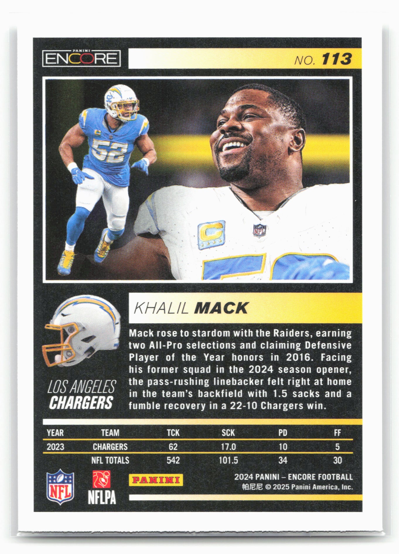 2024 Panini Encore #113 Khalil Mack